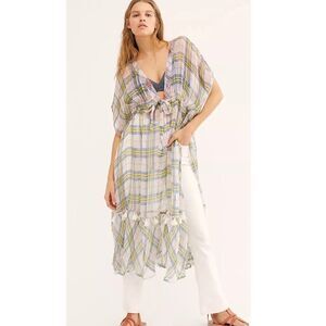 FREE PEOPLE NFC Lorie Sheer Plaid Kaftan
